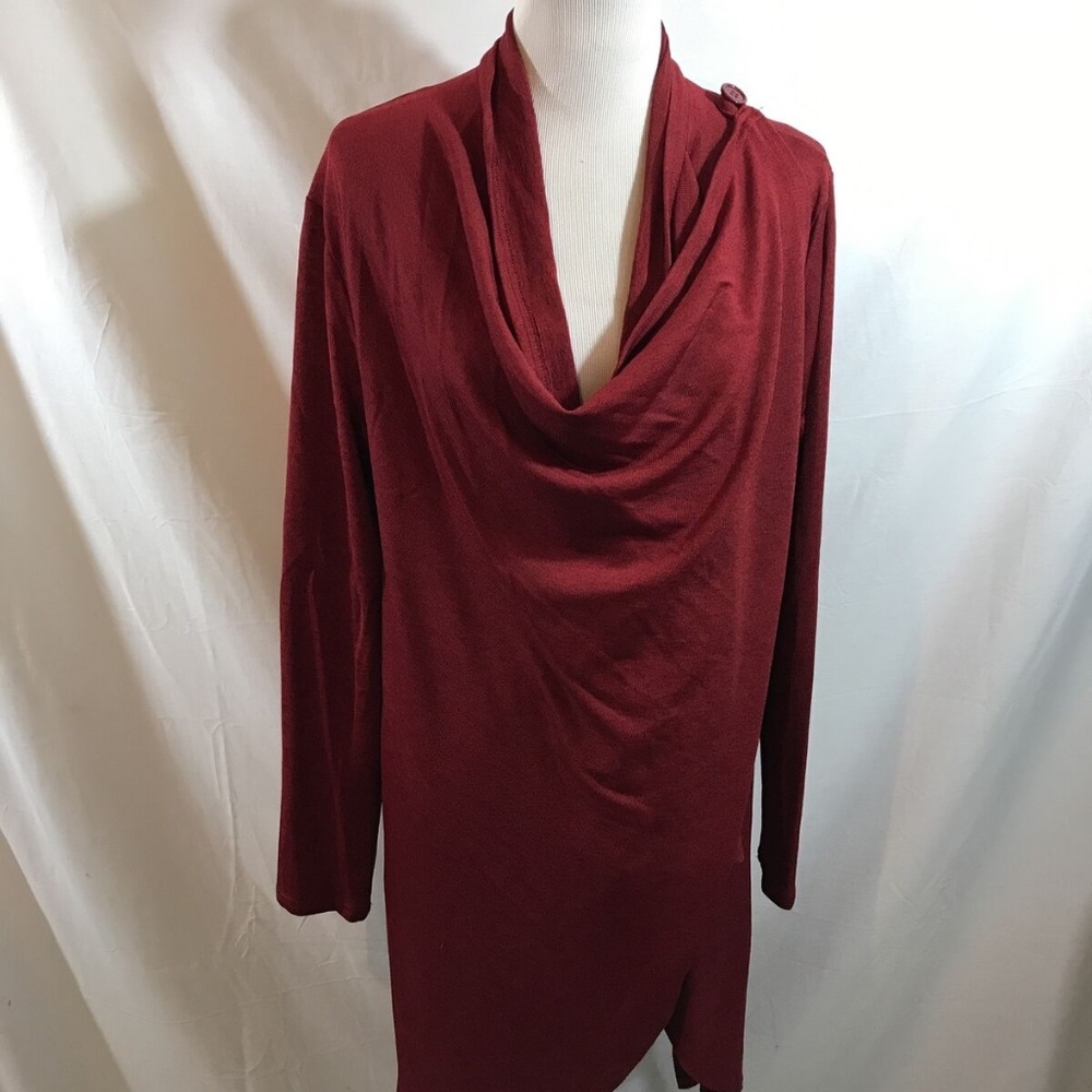 Papillon red long sleeve open swag front sweater